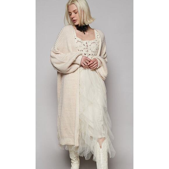 NWT Pol One Size Powder Cream Knit Maxi Duster - Picture 1 of 1
